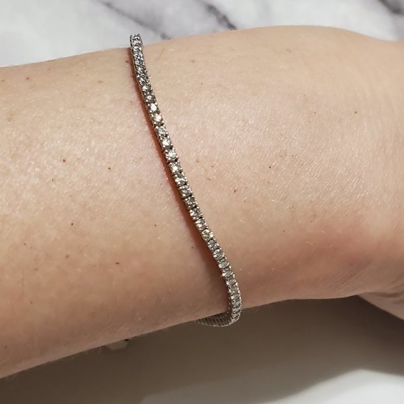 DIAMOND TENNIS BRACELET 14K WHITE GOLD - Picture 6 of 13